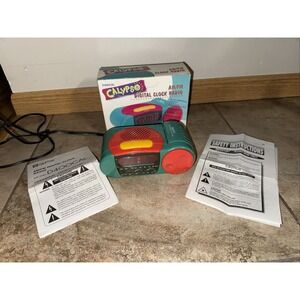 Vintage 1980s-1990s GPX Gran Prix Aqua Blue Pink Am/FM Digital Clock Radio